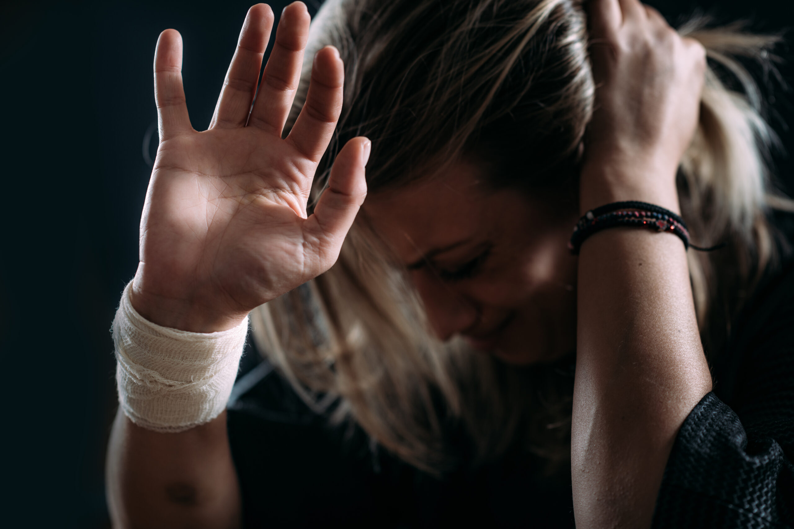 Woman facing uncertainty, having negative thoughts after Covid19 Isolation lockdown, showing symptoms of PTSD or post traumatic stress disorder shock