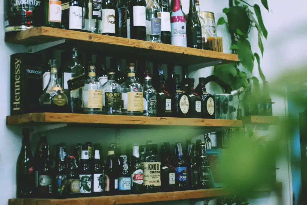 A well-stocked bar with a wide variety of alcoholic beverages.