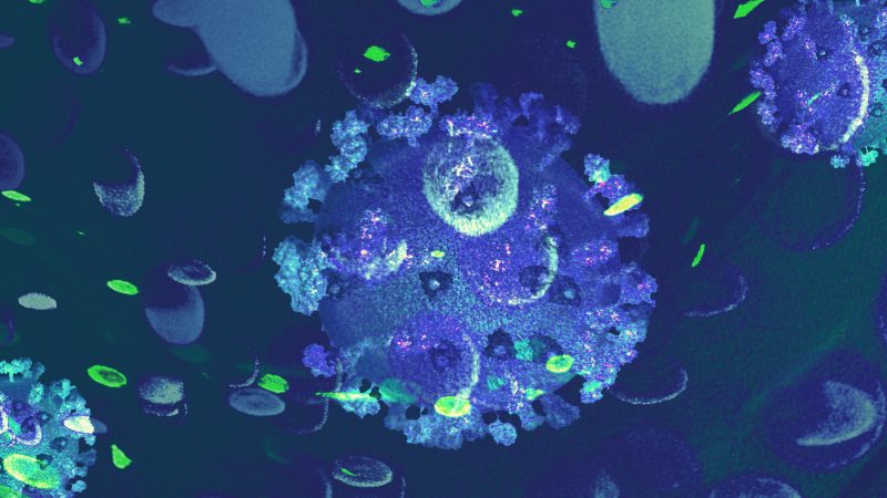 Blue infectious coronavirus outbreak pathogen
