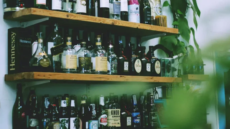 A well-stocked bar with a wide variety of alcoholic beverages.
